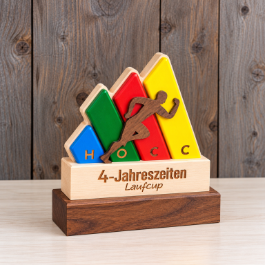 Mehrfarbiger Holz-Laufpokal „4-Jahreszeiten-Laufcup“